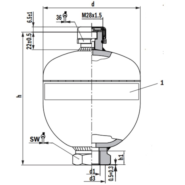 Acumulador de Membrana Rexroth 0,75 Litros-e40bdd25-84fe-404a-8446-3ba31bad370f