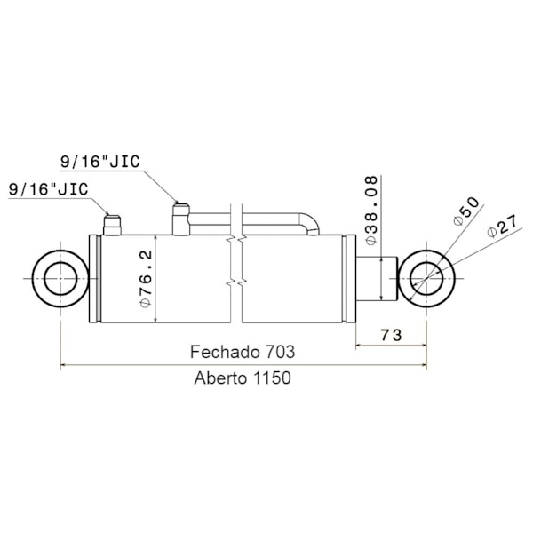 Cilindro Hidráulico Dupla Ação 450mm Curso  p/ Carrega Tudo-b251078a-552f-4be6-9f92-061f1db02a78