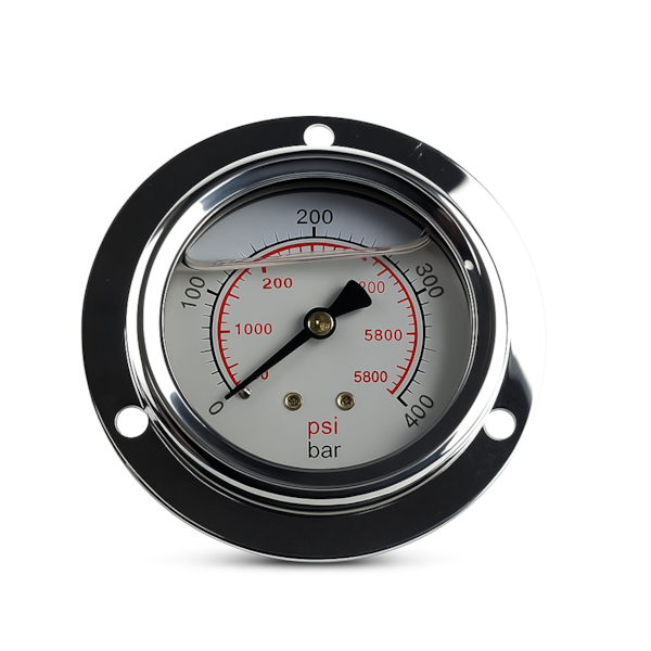 Manômetro de Glicerina 400BAR p/ Painel Rosca Traseira 1/4