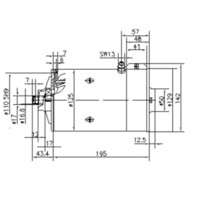 Motor Elétrico 24VDC 3,0KW AMK-5557 Horário