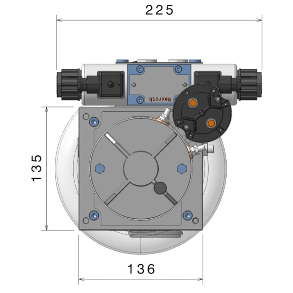 Unidade Hidráulica Compacta 12VDC 1,6cc 200BAR Horizontal 5Lts- Com TN6 12VDC Centro 