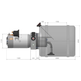 Unidade Hidráulica Compacta 12VDC 3,1cc 200BAR Horizontal 14Lts- Simples Ação