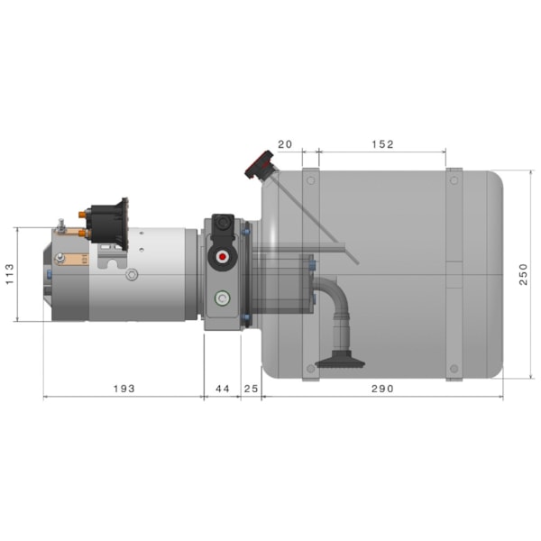 Unidade Hidráulica Compacta 12VDC 3,1cc 200BAR Horizontal 14Lts- Simples Ação-78008f58-f866-4e45-9cb8-4138d712a9f3