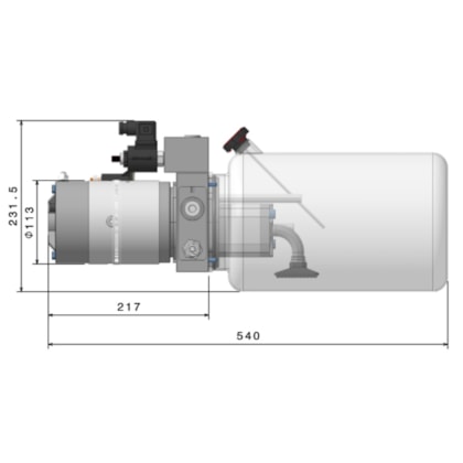 Unidade Hidráulica Compacta 24VDC 1,6cc Horizontal 7Lts- p/ Plataformas Marksell