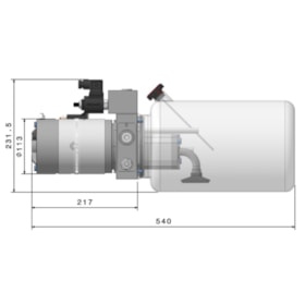 Unidade Hidráulica Compacta 24VDC 1,6cc Horizontal 7Lts- p/ Plataformas Marksell