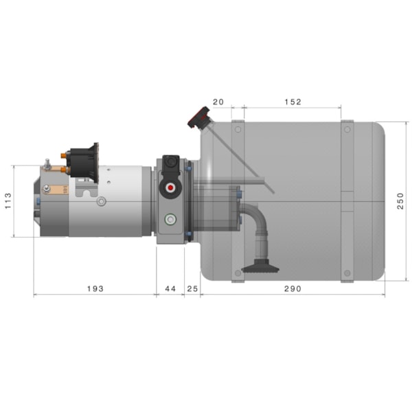 Unidade Hidráulica Compacta 24VDC 2,5cc 200BAR Horizontal 14Lts- Simples Ação-3a3923f8-0066-433c-90c4-8abc69de6306