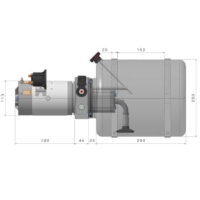 Unidade Hidráulica Compacta 24VDC 2,5cc 200BAR Horizontal 14Lts- Simples Ação