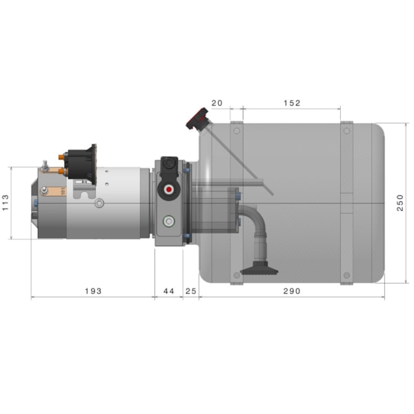 Unidade Hidráulica Compacta 24VDC 2,5cc 200BAR Horizontal 14Lts- Simples Ação-a269ce23-c9d9-4bef-b6b0-d5c7219bfb88