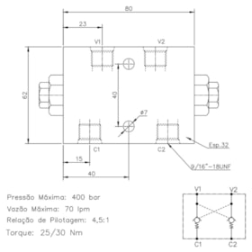 Válvula de Retenção Pilotada Dupla Roscas 9/16