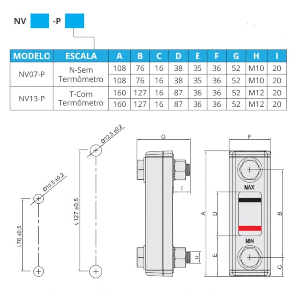 Visor de Nível Retangular Preto 76,2mm-38fc2693-c0e6-4789-95e2-be37251640f2